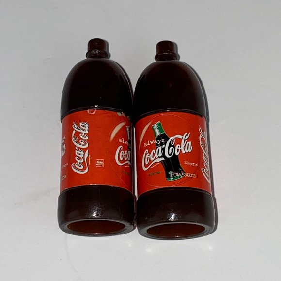 Barbie Pretend Play Lot of 2 Coca Cola Toy Bottles For Playset Dollhouses Kids - Picture 5 of 5